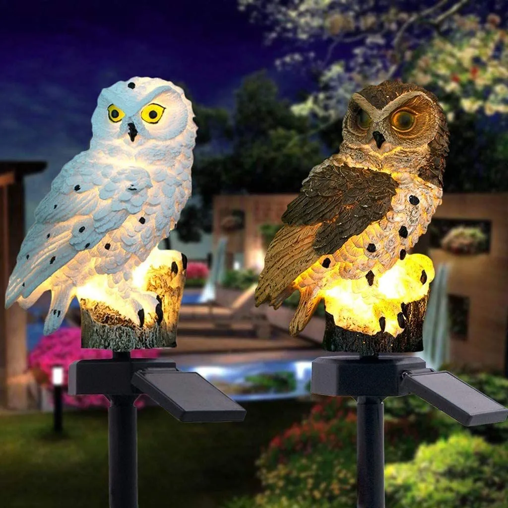 LED Garden Owl Solar Lights Patio Yard Lawn Waterproof Stake Lamp