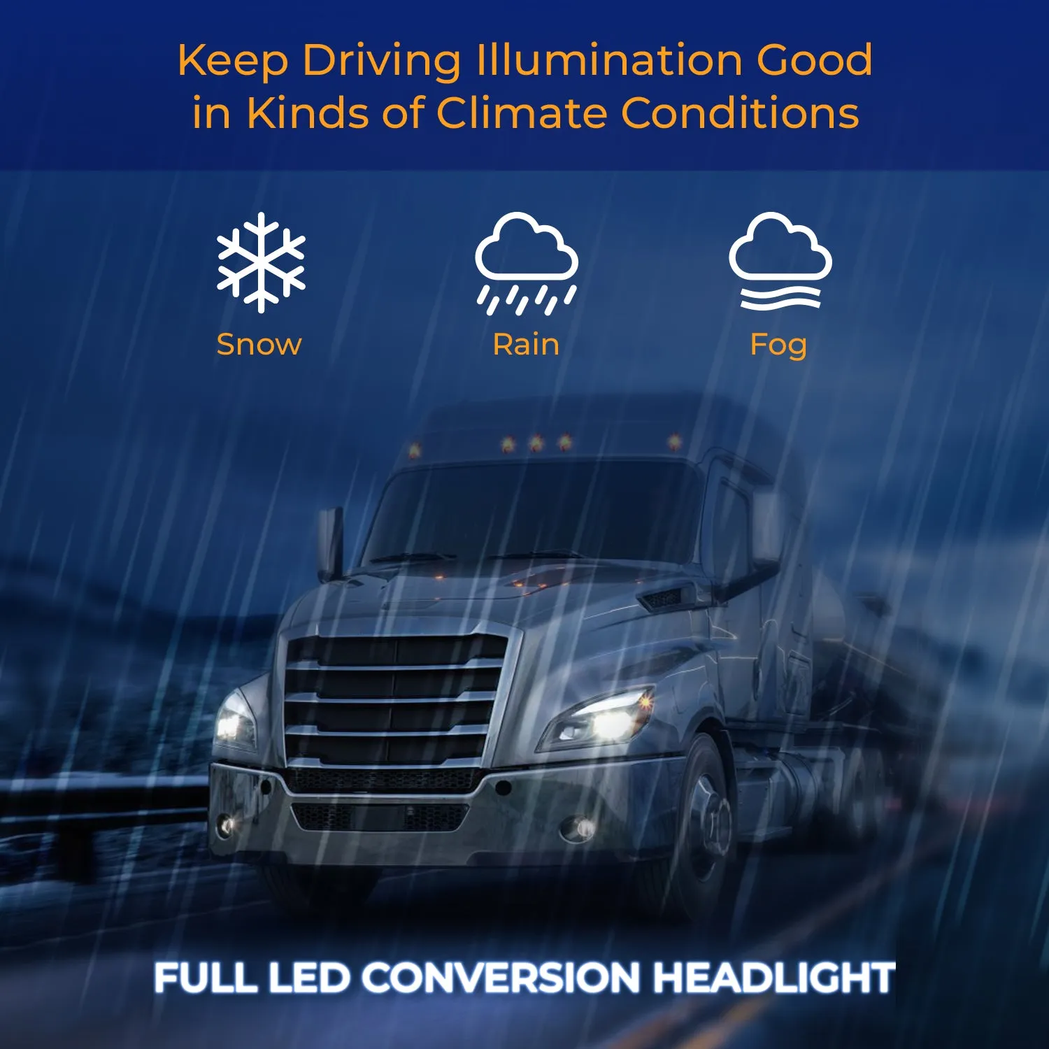 LED Headlight for 2018  Freightliner Cascadia - Black - Right