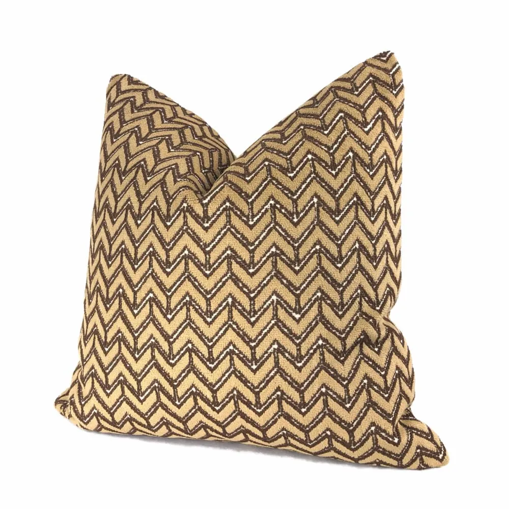 Lee Jofa Camel Beige Chevron Velvet Pillow Cover