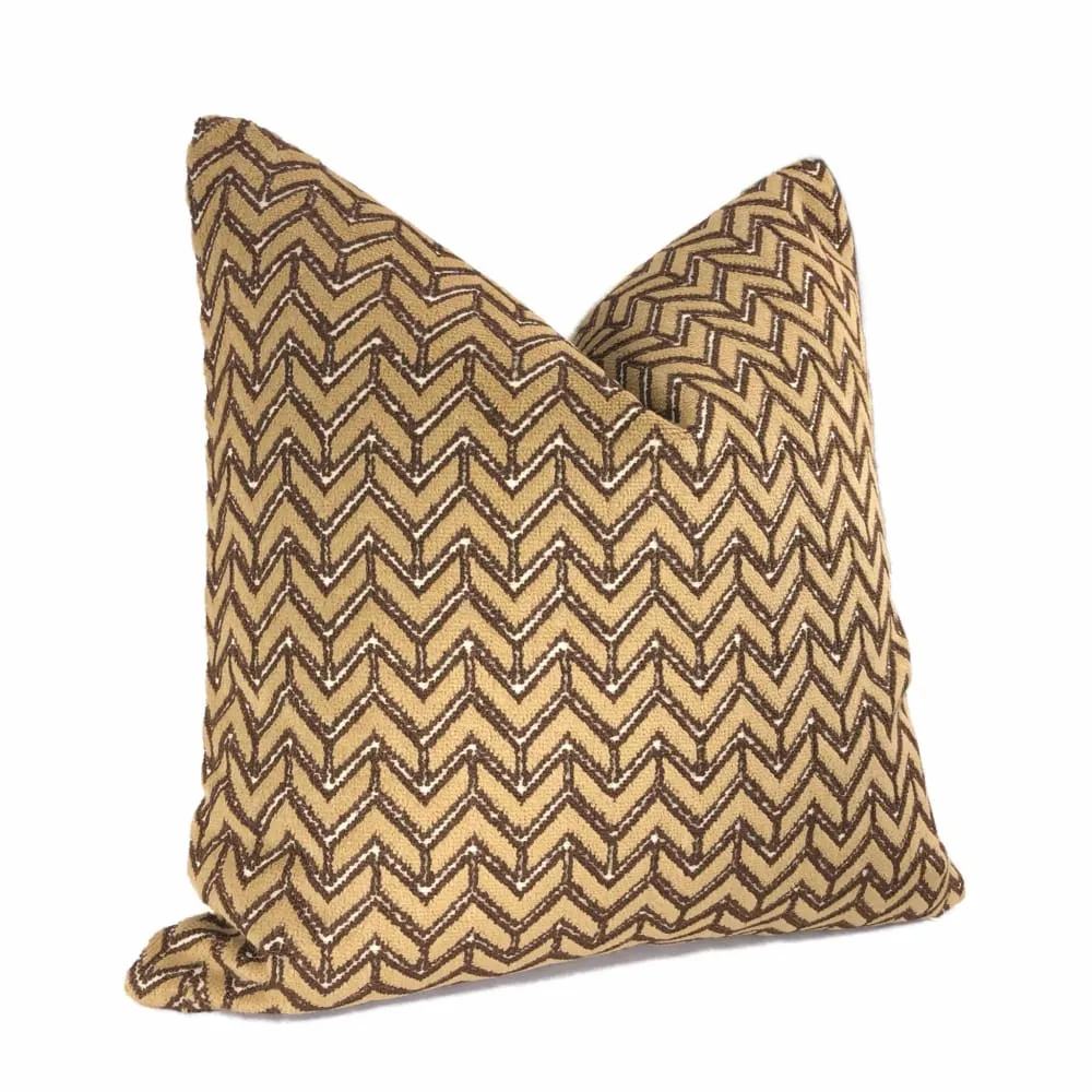 Lee Jofa Camel Beige Chevron Velvet Pillow Cover