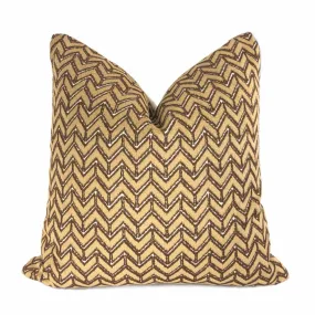 Lee Jofa Camel Beige Chevron Velvet Pillow Cover