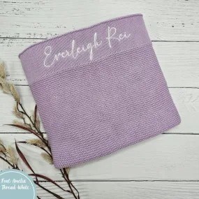 Lilac Personalised Cotton Knit Baby Blanket