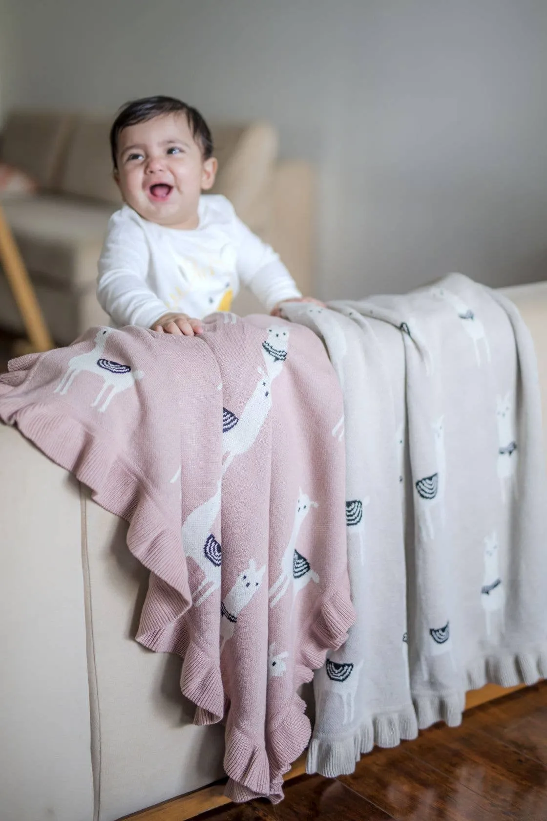 Llama Cotton Knit Baby Blanket