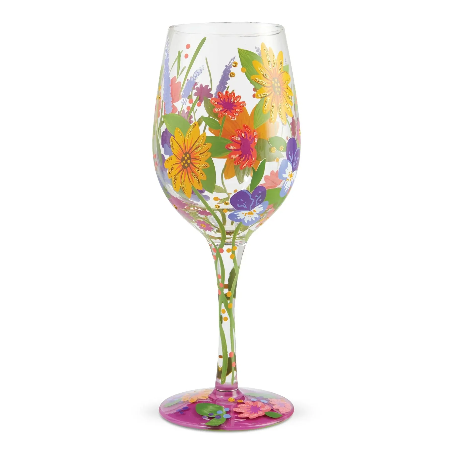 Lolita Wine in the Garden Hand-Painted Artisan Wine Glass