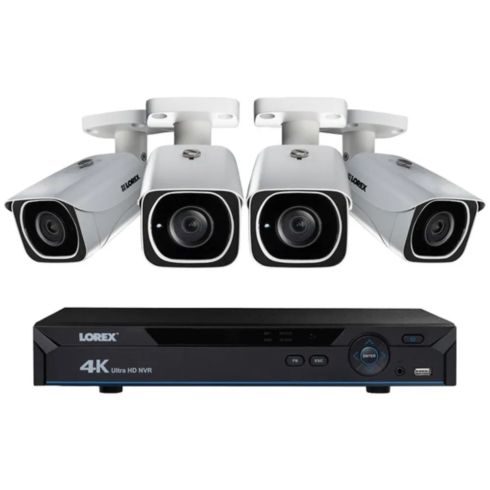 Lorex LNR610824KB 8-Channel 4K HD 2TB NVR with Four 4K Bullet Security Cameras