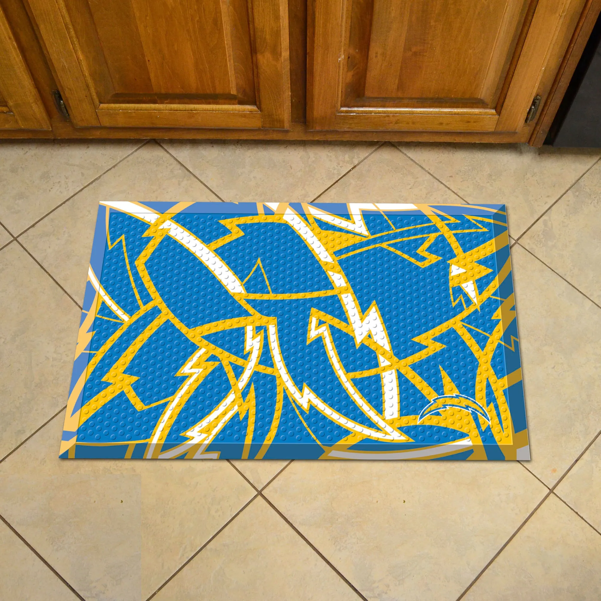 Los Angeles Chargers Rubber Scraper Door Mat XFIT Design