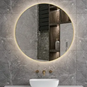 Luna 800mm Gold Frame Anti-Fog Dimmable Led Bathroom Mirror Round