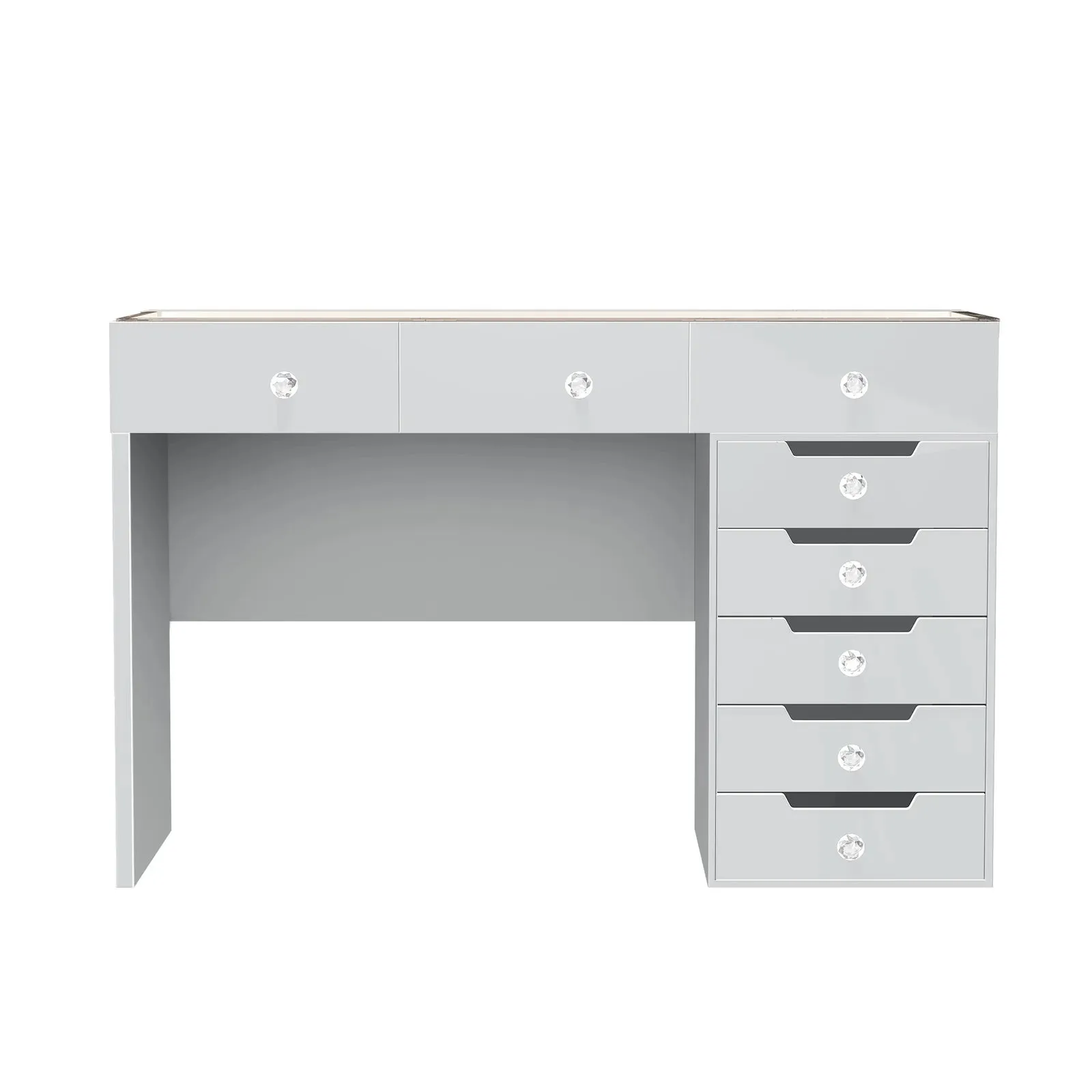 LUXE Vanity Desk with 8 Storage Drawers, LED Lighting & USB Charging