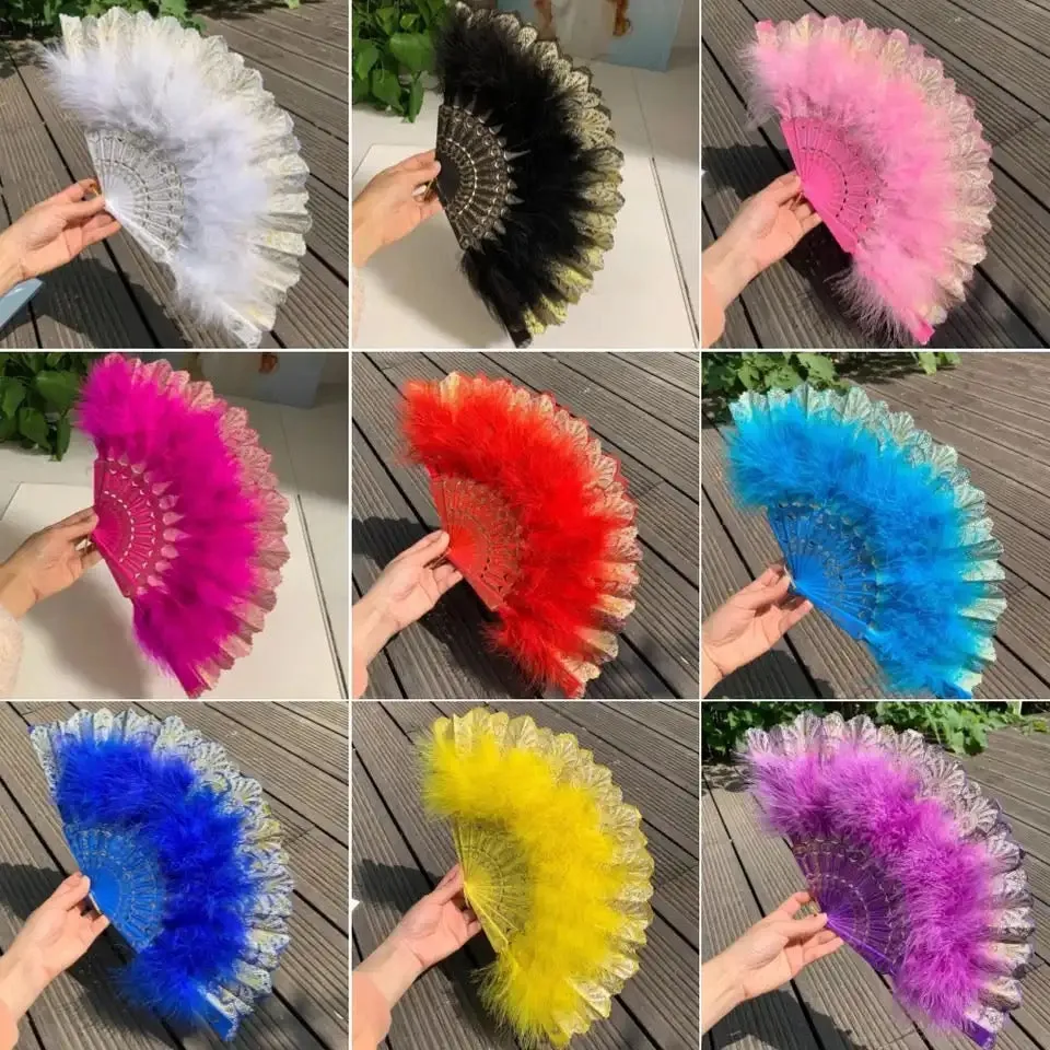 Luxury feather detail fancy hand fan