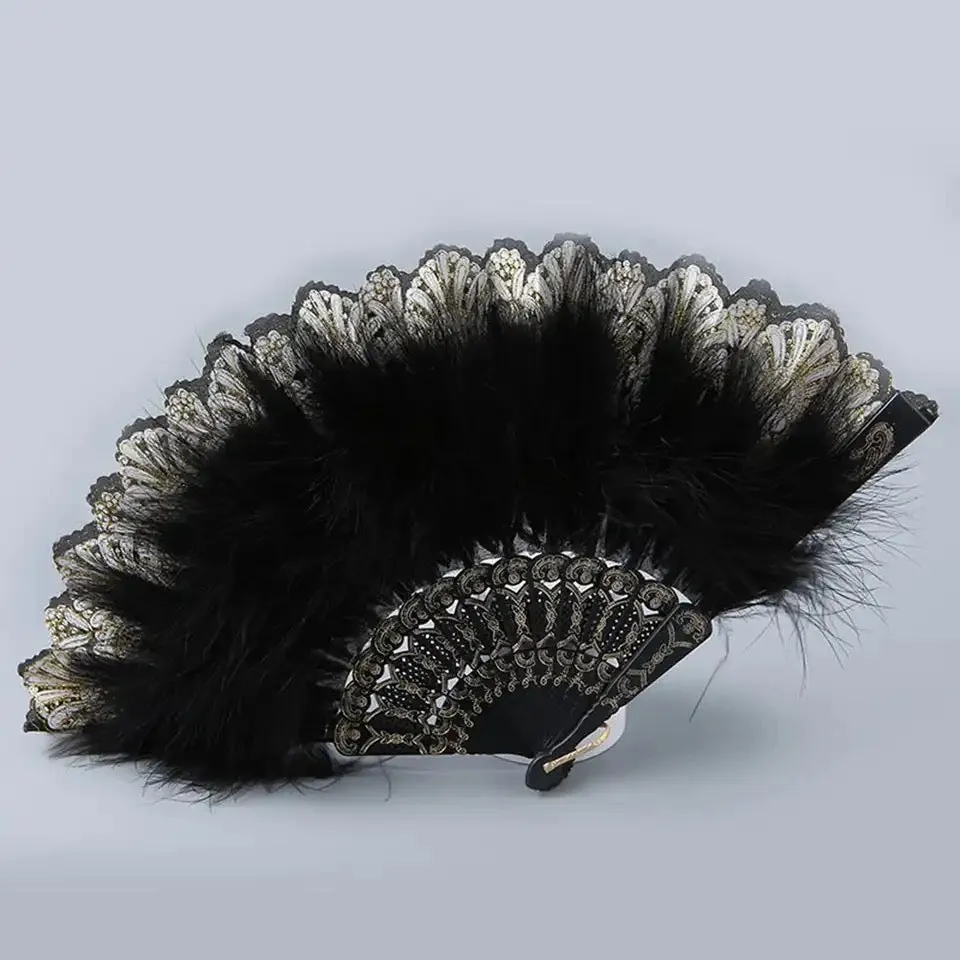 Luxury feather detail fancy hand fan