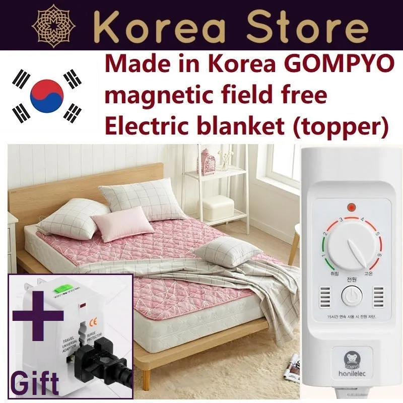 Made in Korea GOMPYO magnetic field free Electric blanket (topper) - Croque Pink