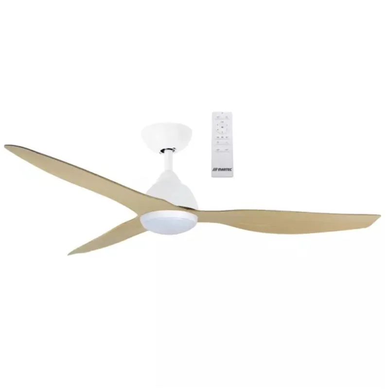 Martec Avoca 52″ DC Smart WIFI Ceiling Fan with LED Light - Matt White / Oak