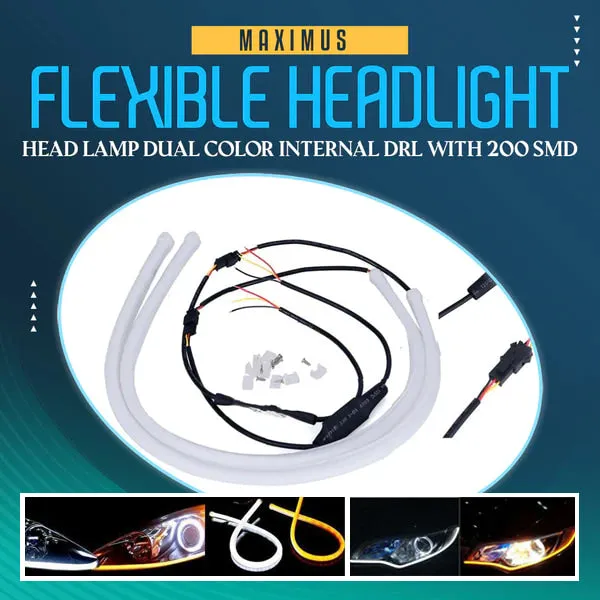 Maximus Flexible Headlight / Head Lamp Dual Color Internal DRL with 200 SMD - Audi Style Look | Installed Inside