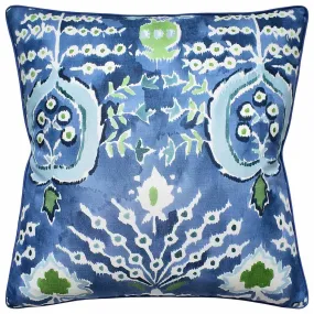 Mendoza Suzani Blue and Green on Navy Decorative Pillow Ryan Studio