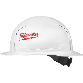 Milwaukee White & Red Full Brim Vented Ratcheting Type 1 Class C Hard Hat