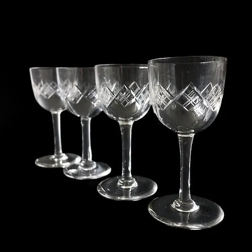 Mobler Vintage sweet wine glass with debossed pattern from Sweden mid-century. Price per piece.