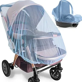 Mosquito Net for Stroller - 2 Pack Durable Baby Stroller Mosquito Net - Perfect Bug Net for Strollers, Bassinets, Cradles, Playards, Pack N Plays and Portable Mini Crib (Blue) …