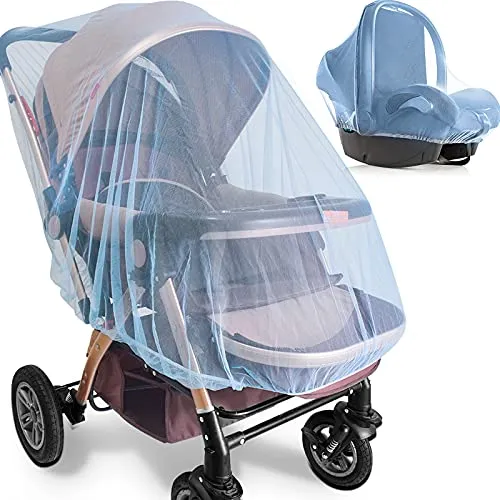 Mosquito Net for Stroller - 2 Pack Durable Baby Stroller Mosquito Net - Perfect Bug Net for Strollers, Bassinets, Cradles, Playards, Pack N Plays and Portable Mini Crib (Blue) …