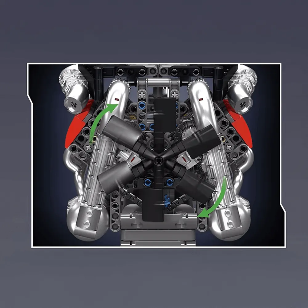 Motorised German V8 Engine With Gearbox 1168pcs