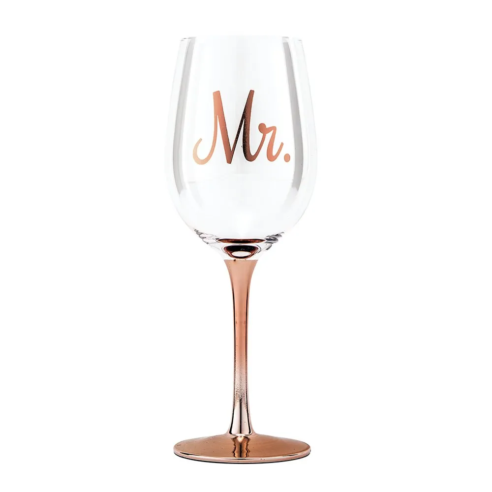 Mr. Metallic Rose Gold Stemmed 18 Oz. Glass