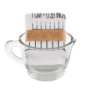 Mud Pie Home Glass Liquid Measuring Cup and Kitchen Conversion Towel