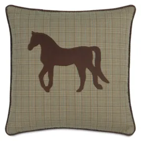 Neutral Plaid Mustang Decorative Pillow Cover 22x22