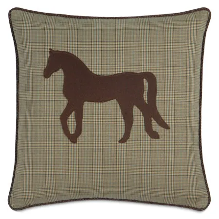 Neutral Plaid Mustang Decorative Pillow Cover 22x22