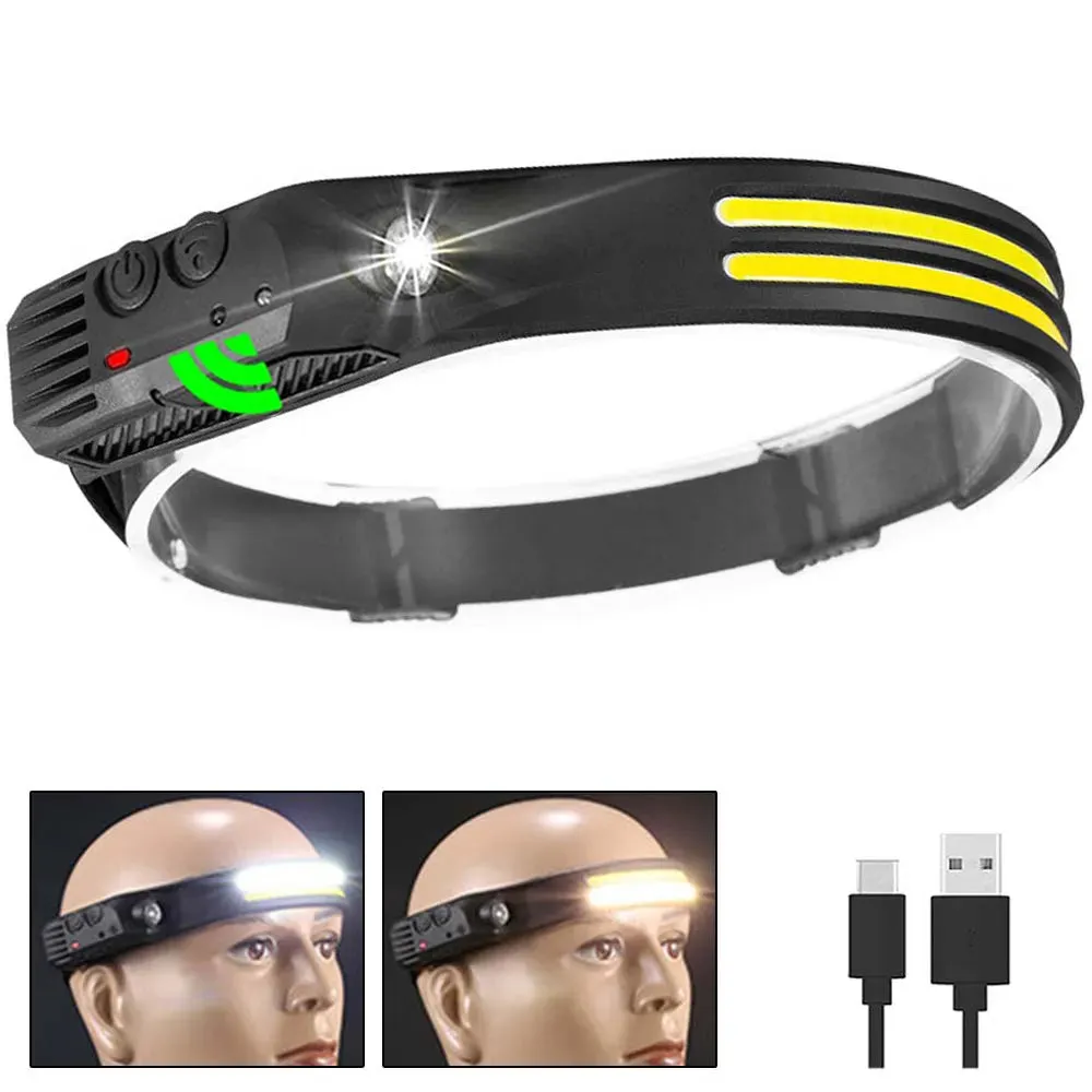 New LED Sensor Headlamp Camping Search Light Head Flashlight Rechargeable Powerful Head Lamp Front Lanterns Headlights 6 Styles