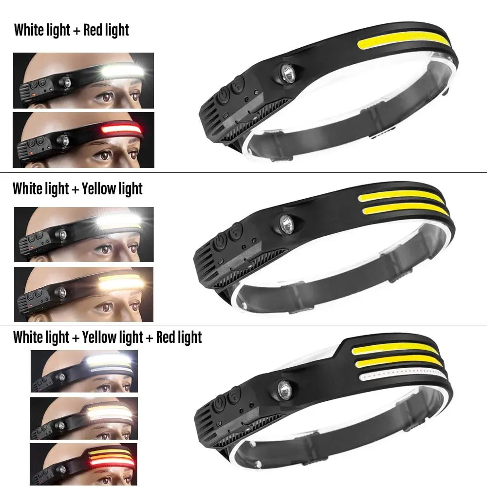 New LED Sensor Headlamp Camping Search Light Head Flashlight Rechargeable Powerful Head Lamp Front Lanterns Headlights 6 Styles