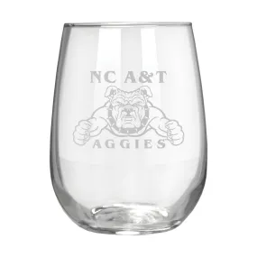 North Carolina A&T Aggies 17 oz. Stemless Wine Glass