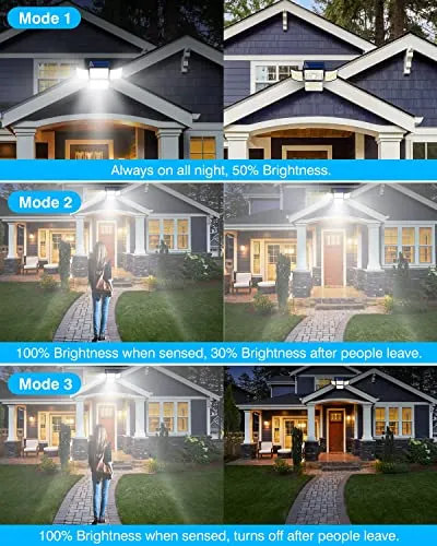 oulac Solar Outdoor Lights, 250 LED 3 Modes Solar Motion Sensor Lights, IP65 Waterproof Full Coverage Security Flood Lights for Outside, 2Pack