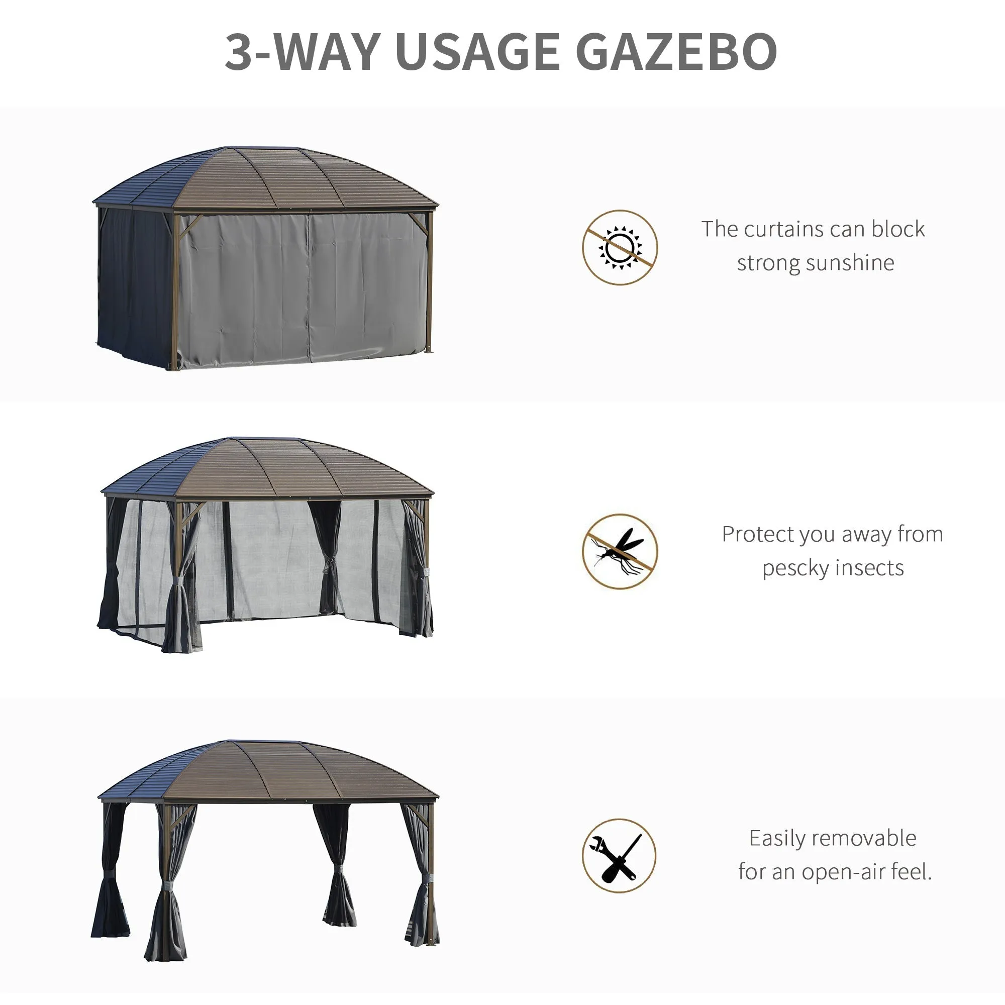 Outsunny 3 x 4m Hardtop Gazebo Dark Grey