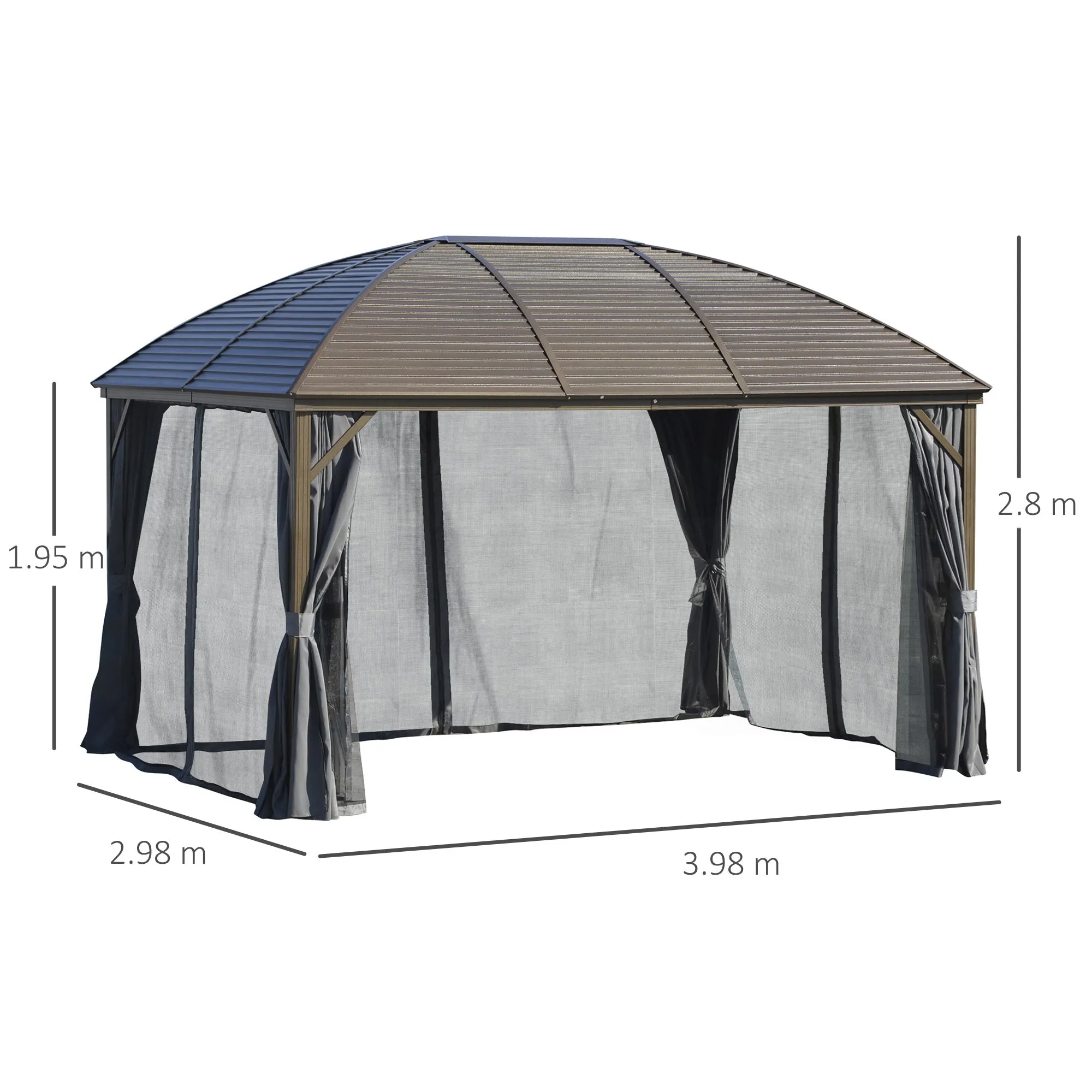 Outsunny 3 x 4m Hardtop Gazebo Dark Grey