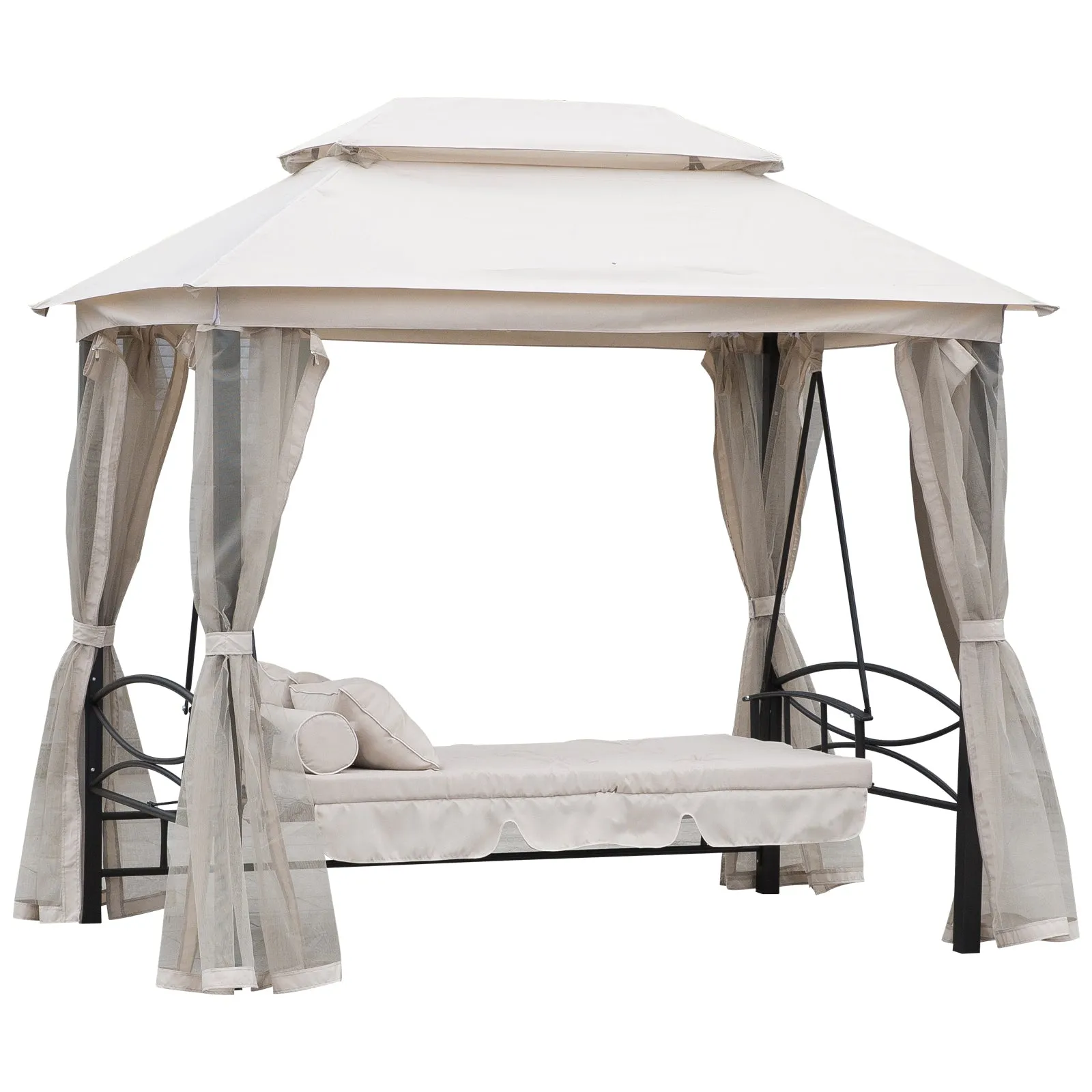 Outsunny Gazebo Swing Chair Bed - Beige