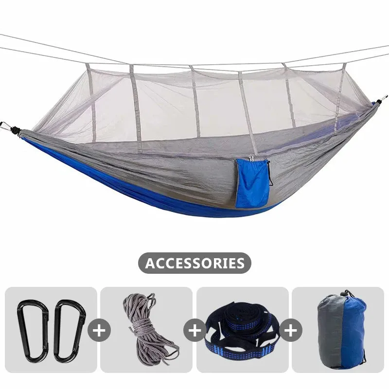 Parachute Camping Hammock with Mosquito Net, Double Occupancy with Tree Straps