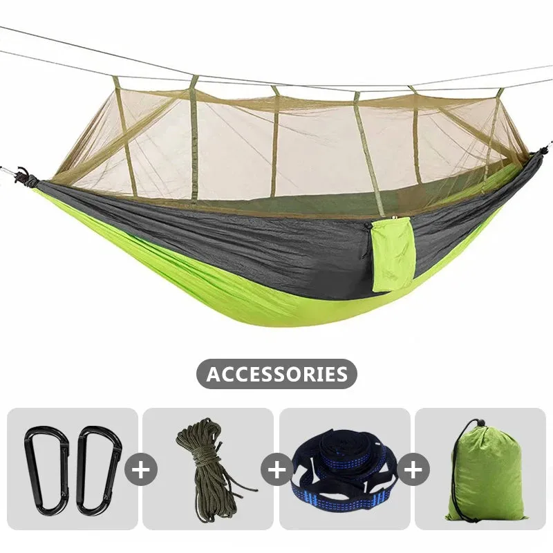 Parachute Camping Hammock with Mosquito Net, Double Occupancy with Tree Straps