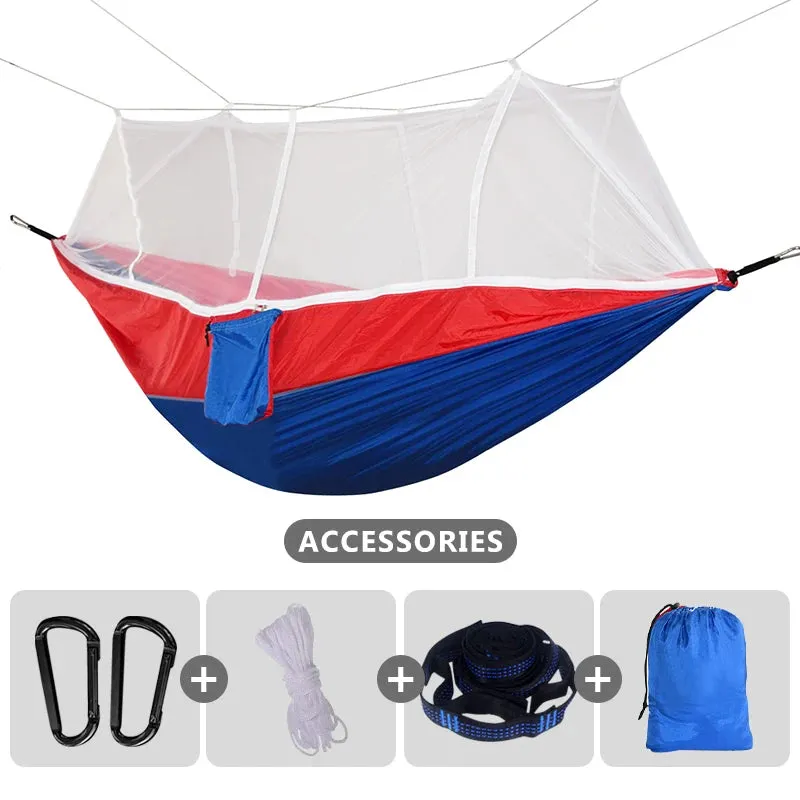 Parachute Camping Hammock with Mosquito Net, Double Occupancy with Tree Straps