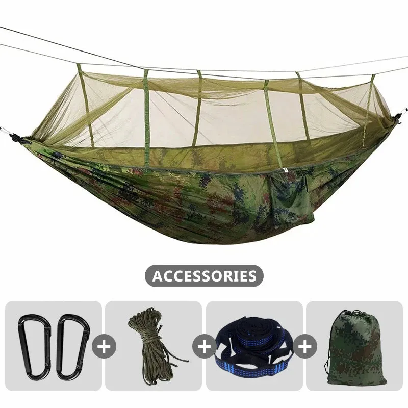 Parachute Camping Hammock with Mosquito Net, Double Occupancy with Tree Straps