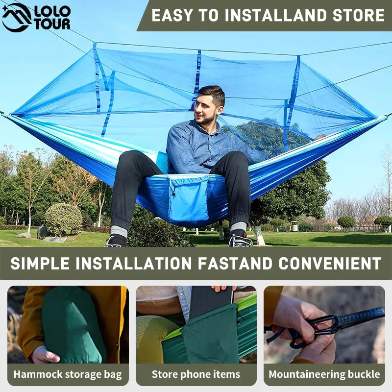 Parachute Camping Hammock with Mosquito Net, Double Occupancy with Tree Straps