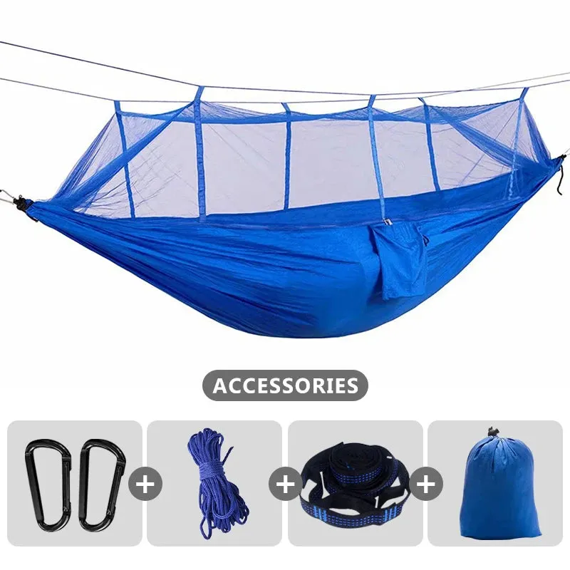 Parachute Camping Hammock with Mosquito Net, Double Occupancy with Tree Straps