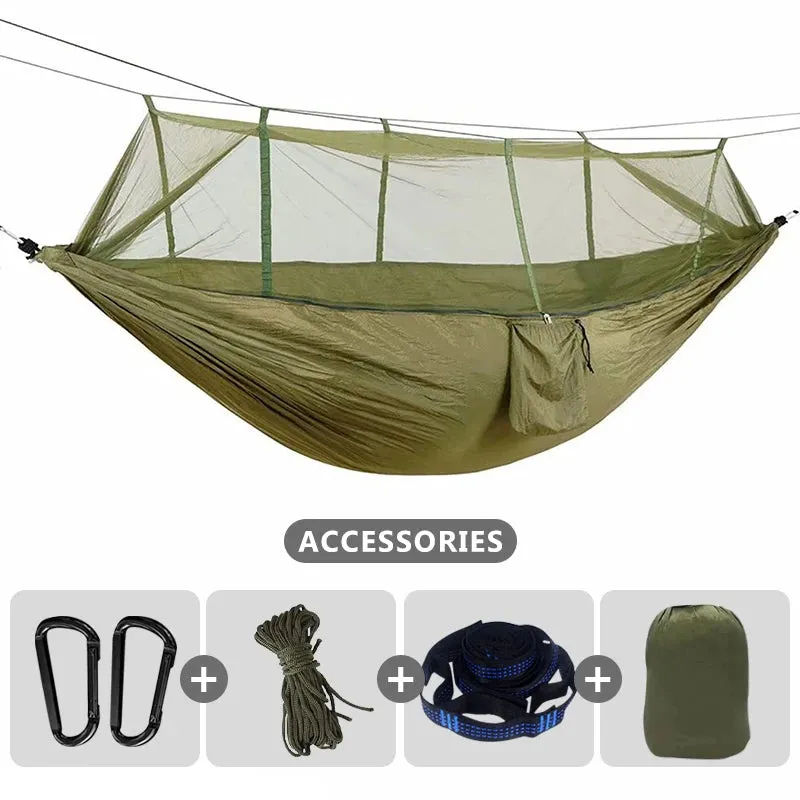 Parachute Camping Hammock with Mosquito Net, Double Occupancy with Tree Straps