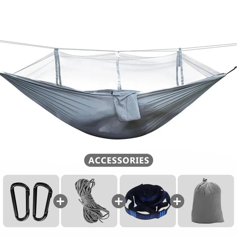 Parachute Camping Hammock with Mosquito Net, Double Occupancy with Tree Straps