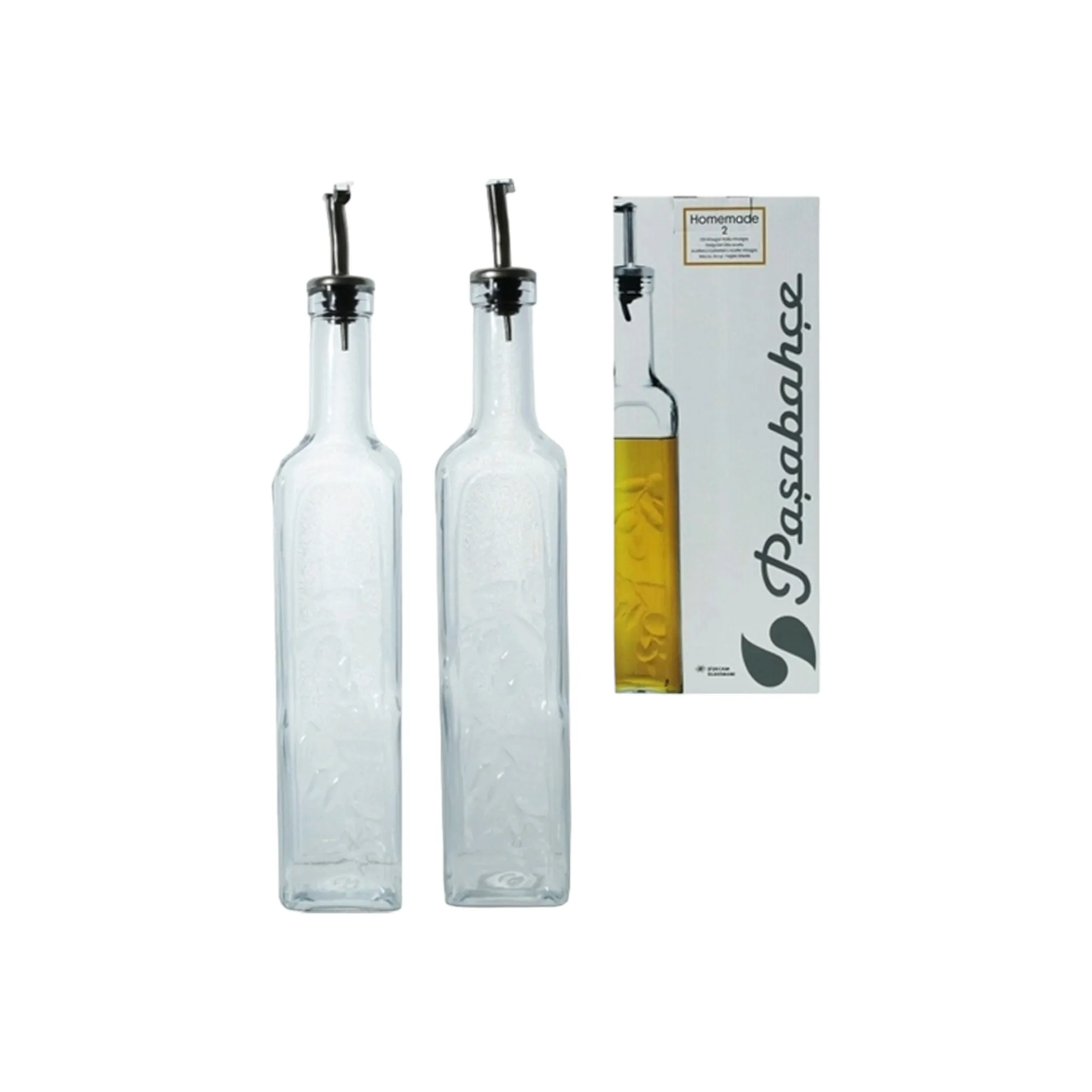 Pasabahce 500ml Oil Vinegar Set Metal Pourer 2pc Set 24003