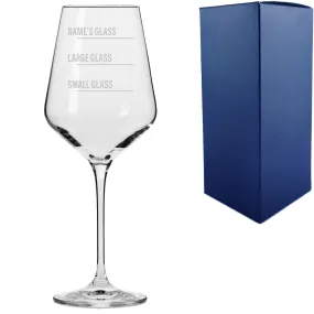 Personalised Engraved Infinity Wine Glass with Name's Glass Bold Measurements Design, Customise with Any Name