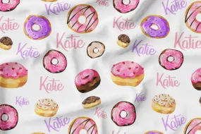 Personalized Name Minky Blanket -  PINK DONUTS