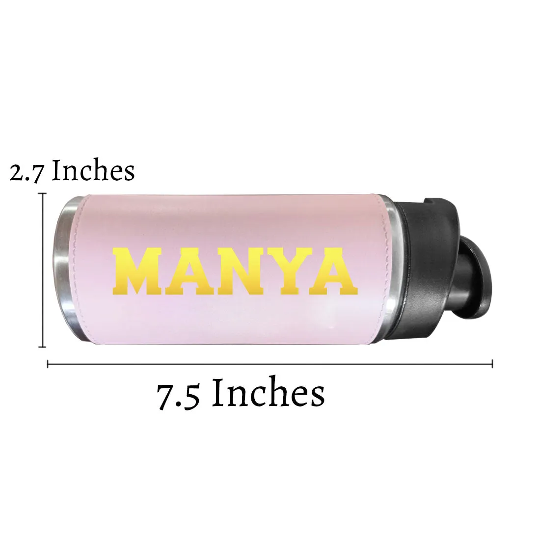 Personalized Water Bottle With Name - Stylish PU Leather Pink Sipper Bottle For Girls  (Gold & Silver)