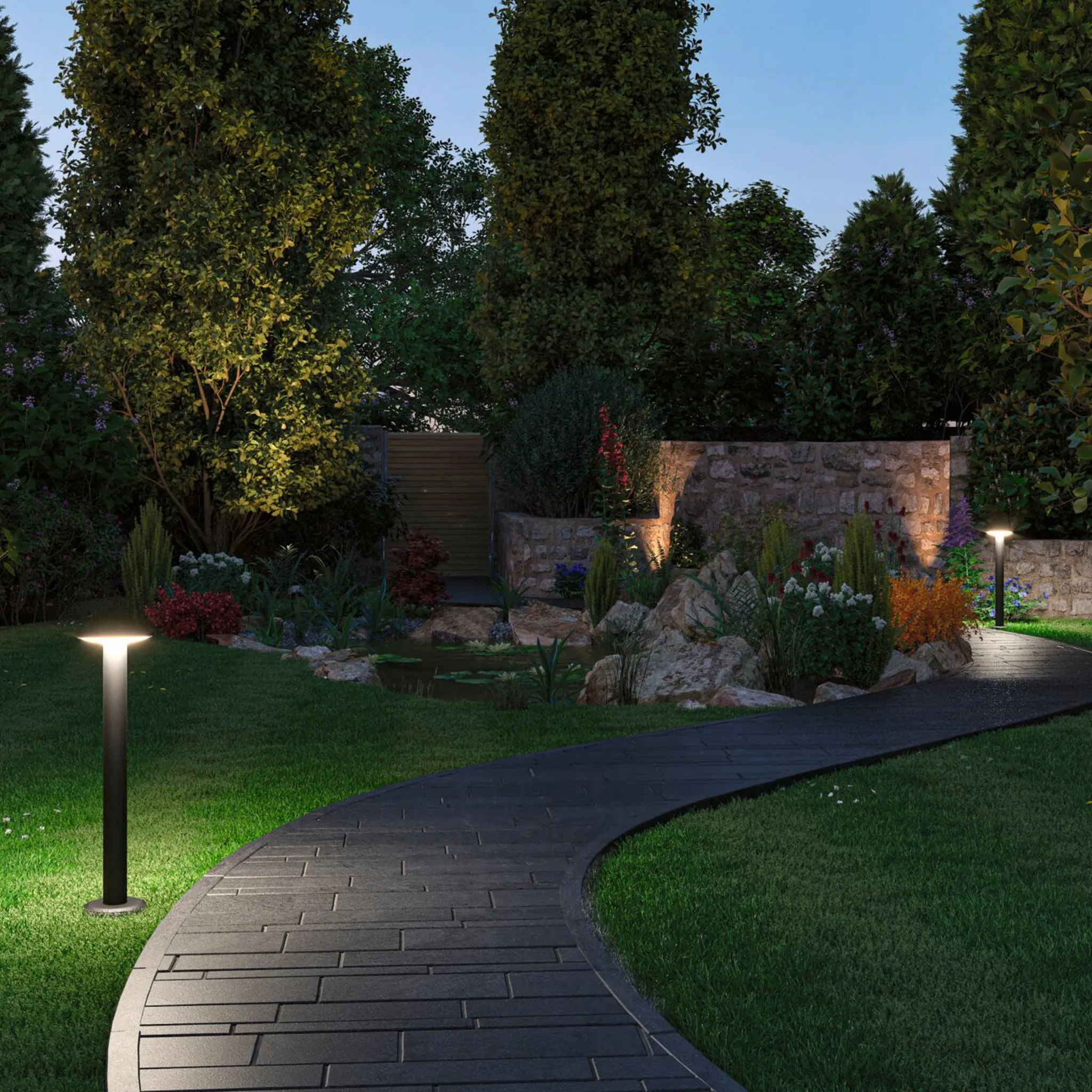 Plug & Shine Outdoor Plate 5W LED Single Bollard RGBW Light with Smart Home Zigbee 3.0 in Anthracite