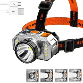 Powerful LED Headlamp Strong Light Super Bright Head-Mounted Torch Outdoor Household USB Rechargeable Night Fishing Headlight