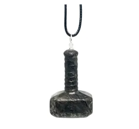 Pyrite Crystal Mjölnir Pendant Necklace