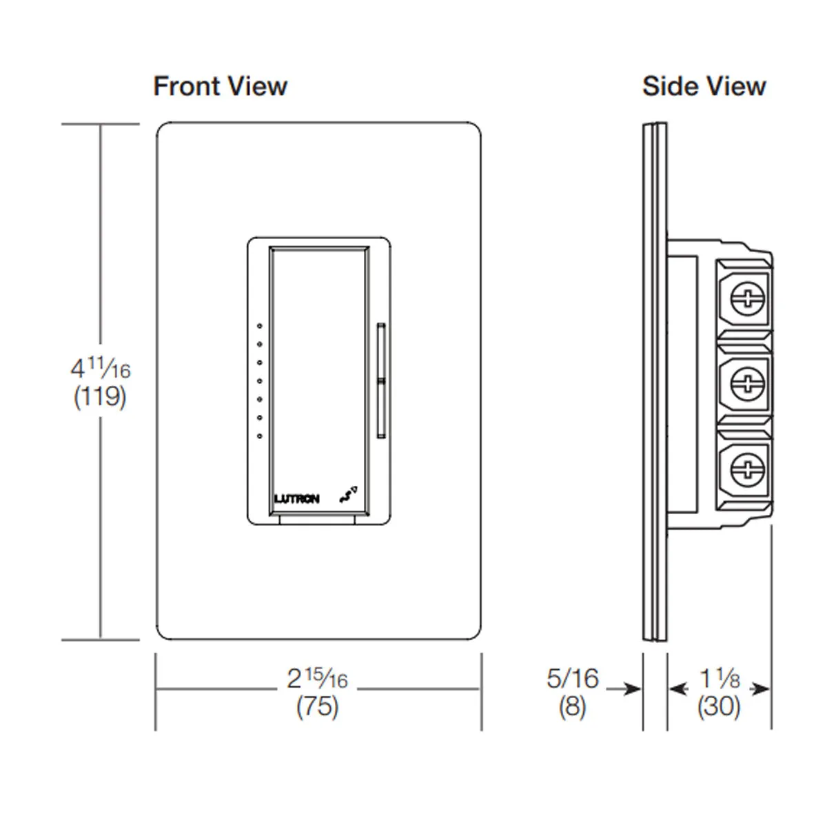 RadioRA 2 Maestro Smart Dimmer Switch, 600W MLV, Single Pole/Multi-Location, Neutral Required, Light Almond